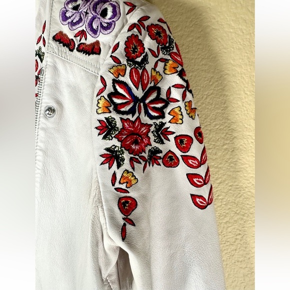 Rebecca Minkoff Lamb Leather Floral Print Biker Jacket - Picture 7 of 10